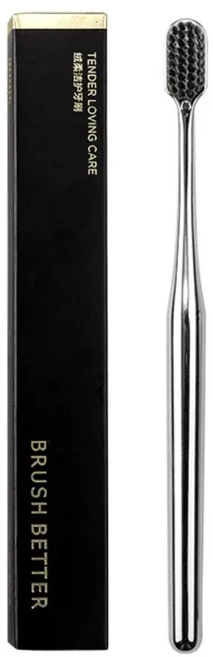 휴대용 럭셔리 소프트 칫솔 골드 실버 치과 우아한 부드러운 성인 남녀 공용