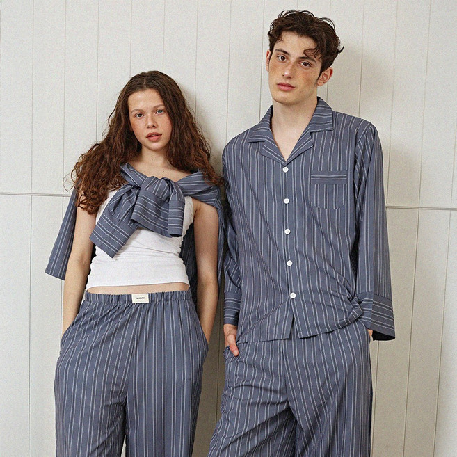 오셀픽 스탠다드 긴팔 파자마 세트 여성 남성 잠옷 커플 홈웨어