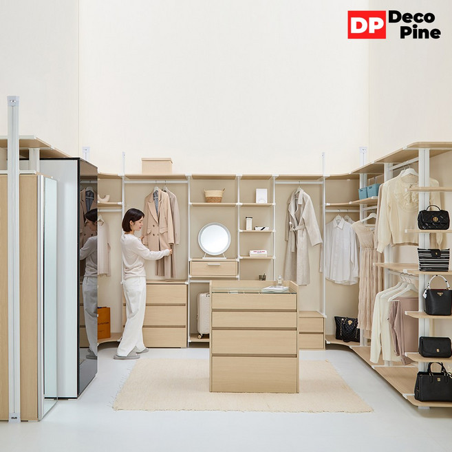 데코파인 모노 시스템 행거 옷장 드레스룸 작은방 옷방 옷걸이 선반 고정식 맞춤 시스템장, 04_실버_화이트, 30_800악세사리장(연결형)
