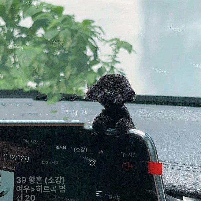 테슬라모니터인형 메인보드 장식 반려견 악세서리 내부장식, 1개, 미니 블랙 리틀 테디