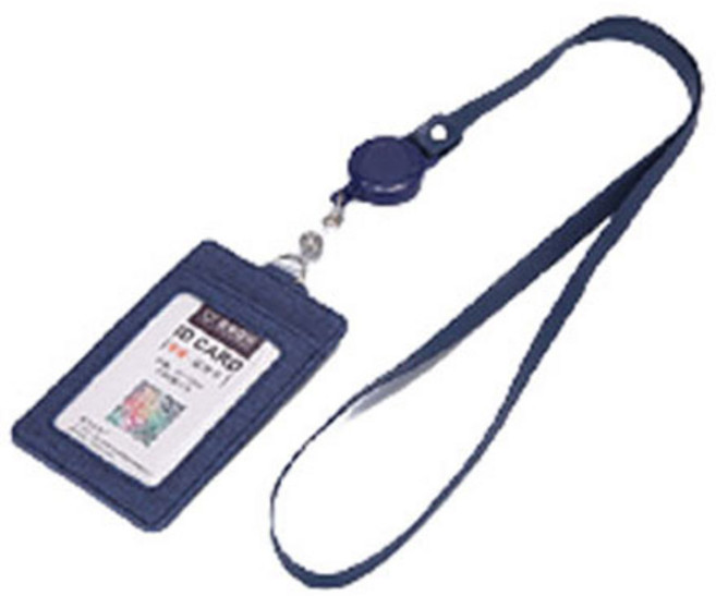 리빙미 가죽형 사원증 목걸이 케이스 릴홀더 카드 출입증 디용도 카드홀더, 1개, 네이비