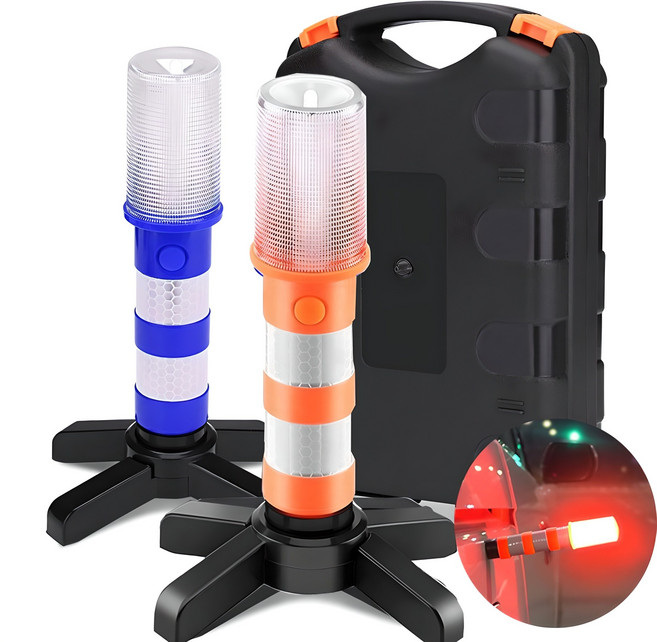 안전 삼각대 사고 표지판 자동차 안전표시 후레쉬 경광등 신호봉 2in1 신호등 불꽃 안전용품 강력자석, 본체(2in1), 1개