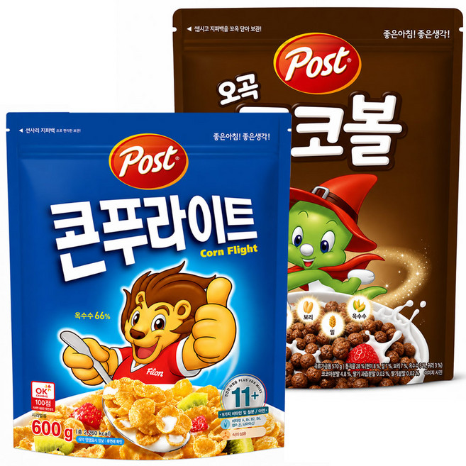 포스트 씨리얼 콘푸라이트 600g+코코볼 570g+랜덤사은품 시리얼, 1개