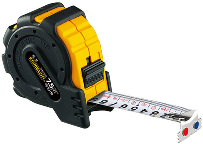 코메론 KMC-25RJ 자켓 자석훅줄자 7.5m 25mm 고무 피복 훅부분 자석부착 측정공구, 1개