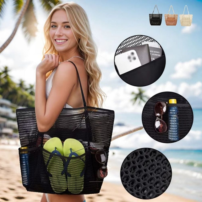 메쉬 수납망 바캉스용품 수영용품 보관 물놀이 수납 해변용품 메쉬 파우치
