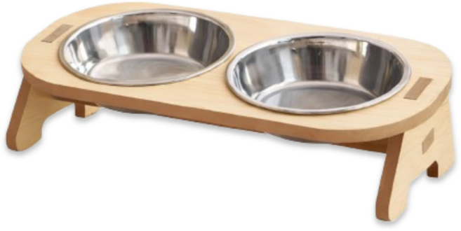 데이아스 경사형 반려동물 식기 2구 테이블, 1세트, 베이지