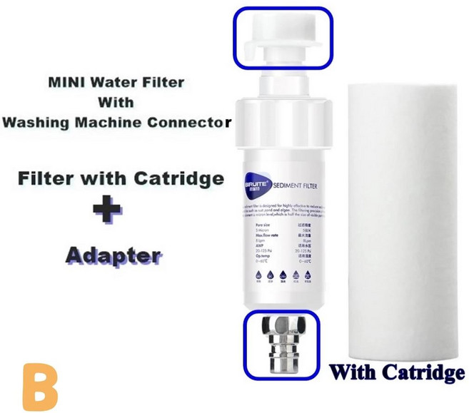 PP 코튼 프리 필터 물 미크론 여과 세탁기 배출구 정수기 키트 소형 가정용, 1개