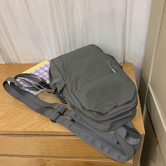 多功能兩用胸包旅行休閒男女戶外出行輕便小型雙肩包登山包斜挎包, 灰色大號+可單雙肩