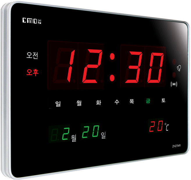 CMOS 씨모스 디지털 무소음 전자 LED 벽시계, FH27R고급형