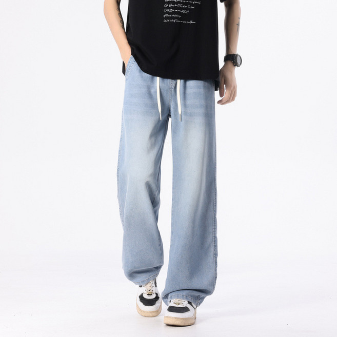 하울맨 남성 빅사이즈 여름 밴딩 와이드 텐셀 청바지
