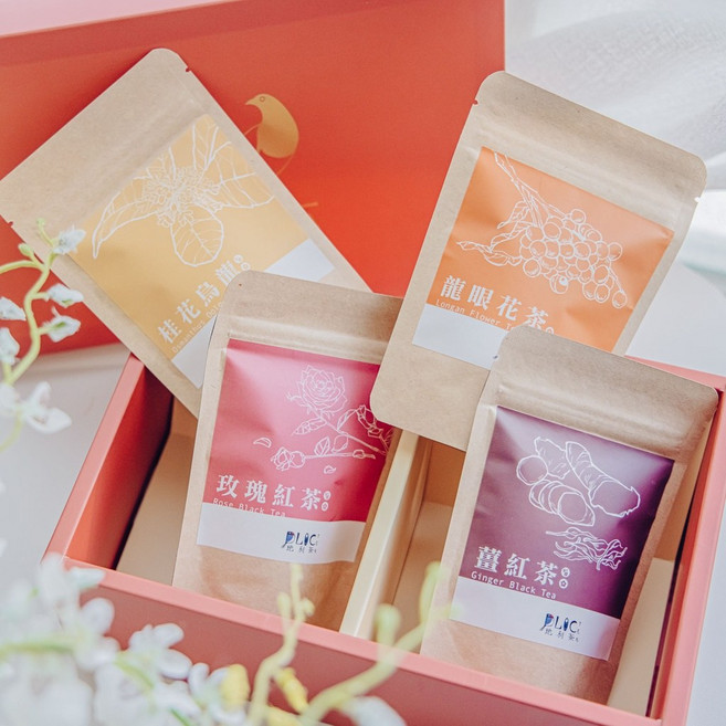 暖粹花草茶體驗禮盒-4種茶包 (桂花烏龍、玫瑰紅茶、薑紅茶、龍眼花茶) 畢業禮物 年節禮物 茶葉禮盒 長輩禮盒, 1個