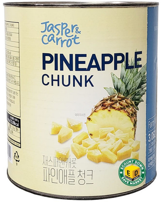 제스퍼앤캐롯 업소용 대용량 파인애플 청크, 1개, 3kg