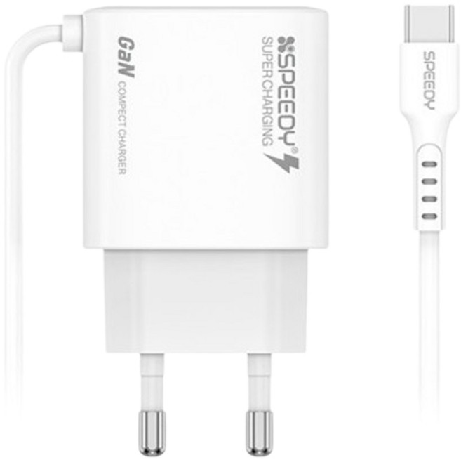 스피디 PD 25W PPS 초고속 C타입 케이블 일체형 충전기, 화이트, 1개