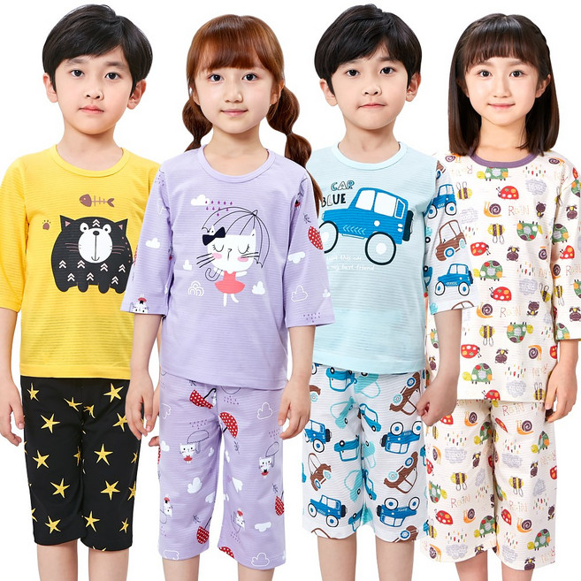 키즈라인 아동 순면 7부 실내복 상하세트 자카드 유아동 주니어 170호