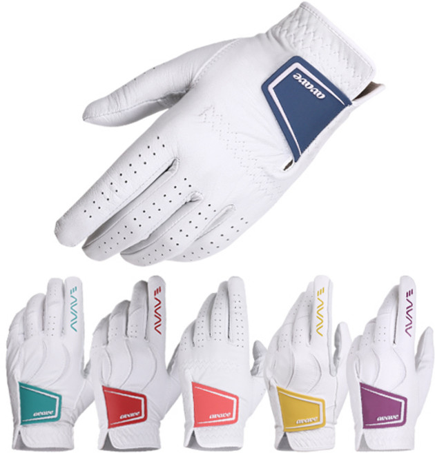 [AVAVE] 어베이브 팬시 컬러와펜 남성 여성 골프장갑, 1개, 천연양피_화이트체리_여_오른손_19호