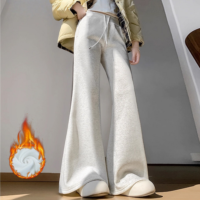 큐엔유 날씬해 보이는 겨울용 여성 기모 세미 부츠컷 트레이닝 팬츠