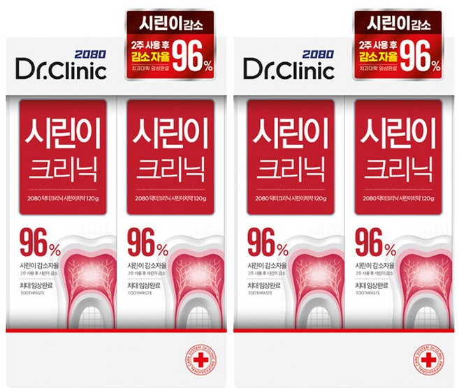 애경 2080 닥터크리닉 96% 시린이크리닉 치약, 120g, 4개