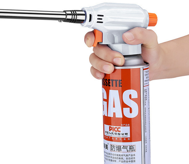 T렉스 원터치 자동점화 롱 부탄 가스 토치 KN-05035, 롱 가스 토치(화이트), 1개