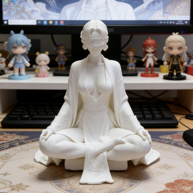 RON 정교한 디테일 3D 프린팅 피규어 유니크한 감성 욕망 오브제 데스크테리어, 고풍식 좌선