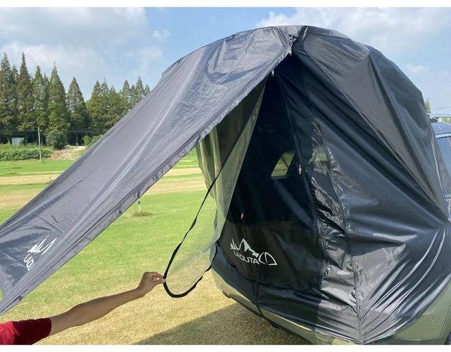 LADUTA 車尾帳篷, 黑 升級 3布車尾紗網蚊帳+鐵管