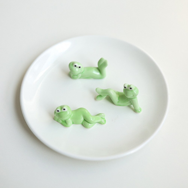 케이트가든 개구리 수저받침 도자기 세라믹 받침 3p, 1세트, 단일옵션