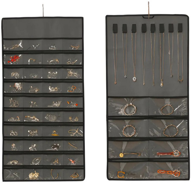 일상토리 악세사리 벽걸이 양면포켓 정리함, 그레이