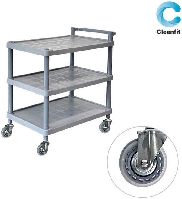 크린핏 3단 ABS 식당 서빙 카트 회색 (무소음 바퀴), 1개