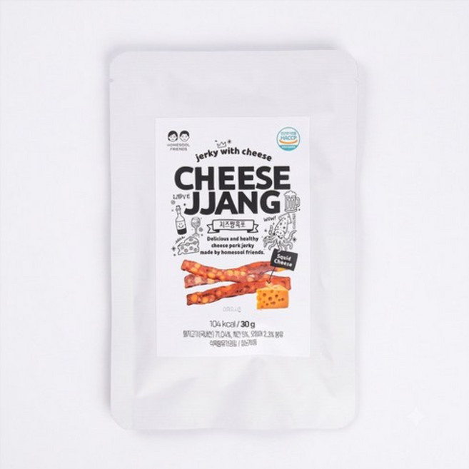 [쫀득! 맵달치즈에 입 터지는 맛] 홈술남녀 치즈짱 매콤달달 치즈육포, 30g, 5개