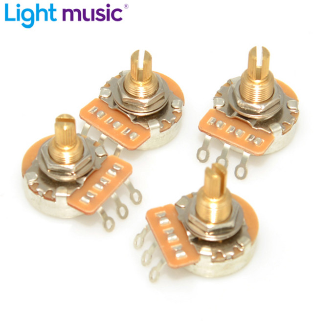 4PCS 짧은 샤프트 기타 전위차계 황동 3/8 인치스레드 샤프트 냄비 A250K/B250K/A500K/B500K 15.5mm19mm 기, 02 4pcs A500K