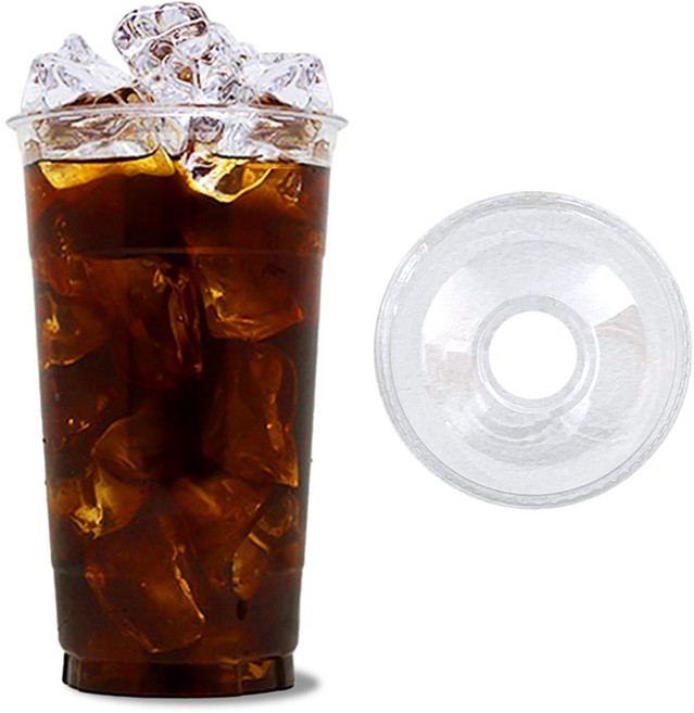 투고팩토리 테이크아웃 107파이 1리터 32온스 PET 아이스컵+돔 뚜껑 세트 일회용컵, 50세트, 50개, 1L