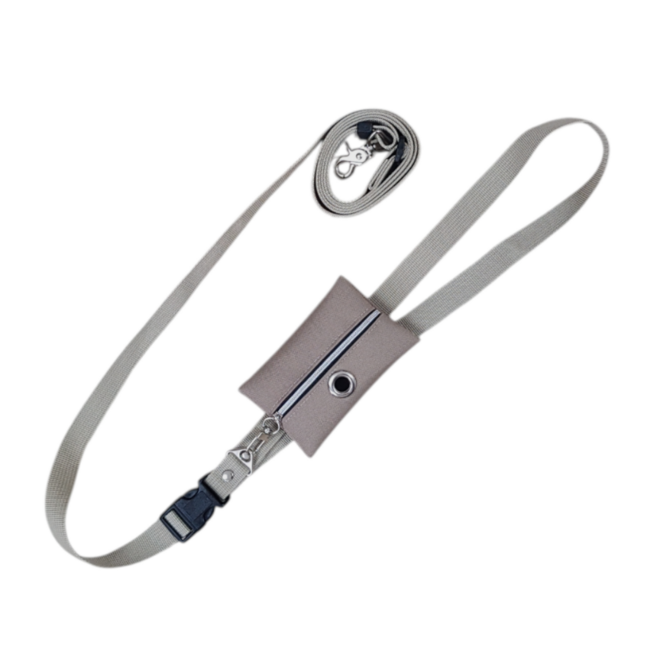 패피퍼피 강아지 핸즈프리 리드줄 풉백 일체형, 베이지