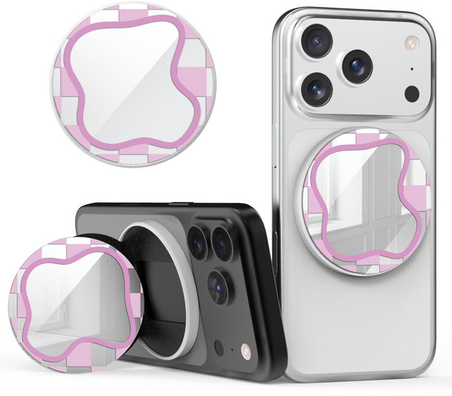 이디즌 디자인 미러 그립 스마트톡 맥세이프 홀더 스탠드, 1개, 퍼플체크