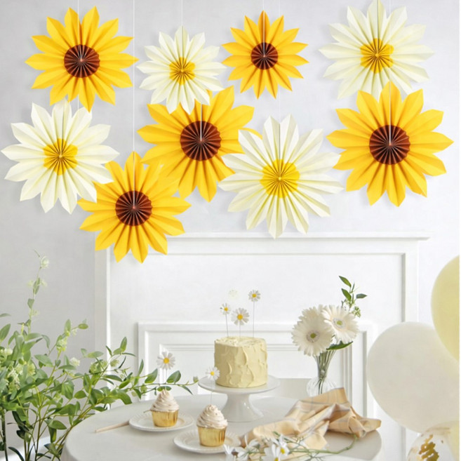 플라워 파티 행잉데코 페이퍼팬세트, 6해바라기