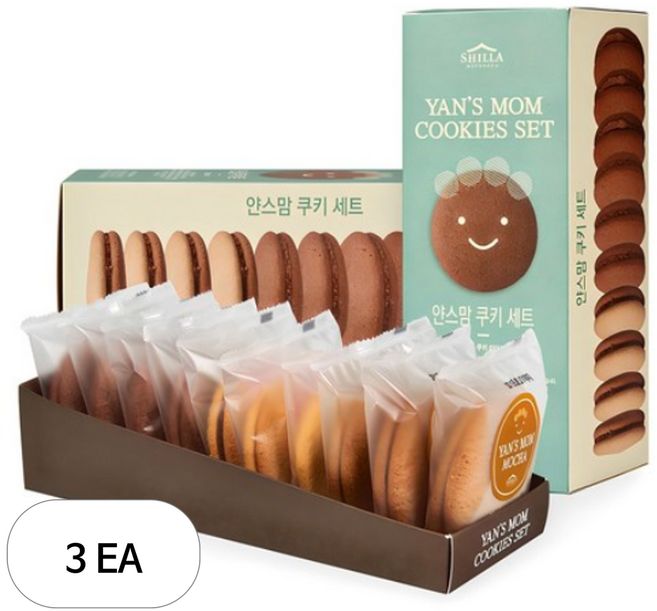 신라명과 얀스맘 쿠키 세트, 650g, 3개