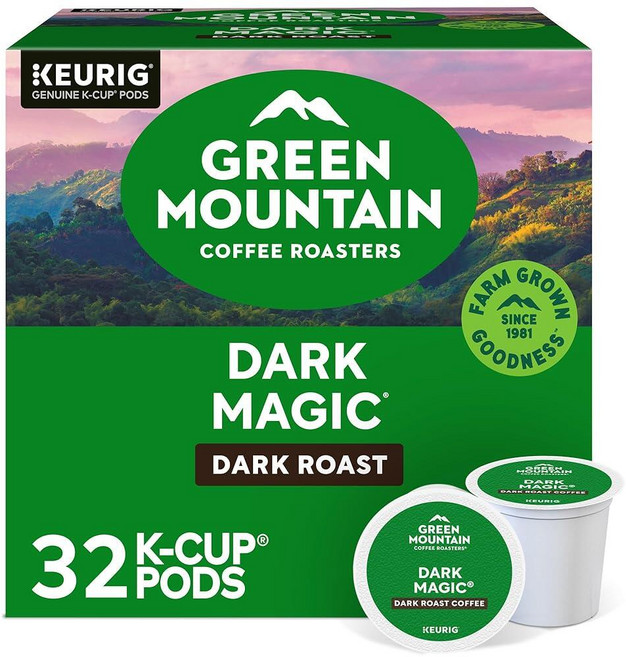 Green Mountain Coffee Roasters 수마트라 리저브 커피 큐리그 1인용 K컵 포드 다크 로스트 32개, 다크 매직, 32 Count (Pack of 1)