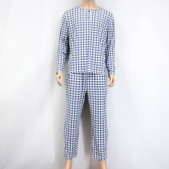 [서울양품점] 남성 피치기모 체크 잠옷상하세트 홈웨어 남자 실내복