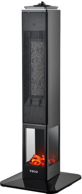 TECO東元 柱狀陶瓷電暖器 模擬火焰 智能恆溫 多重安全防護, 黑色, (XYFYN3008CBB