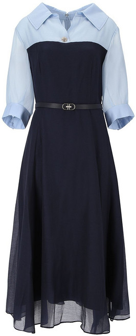 [국내백화점] 지고트 셔츠 배색 뷔스티에 플레어 원피스 뷔스티에원피스 세련된룩