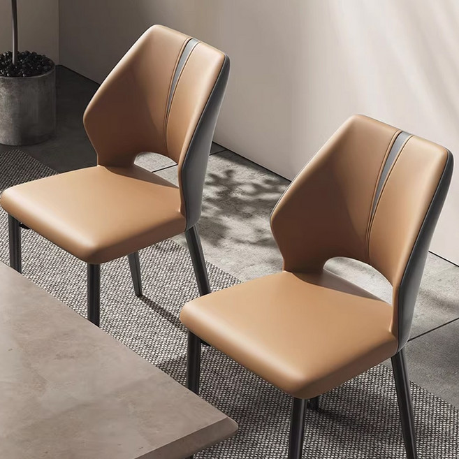하루꿈 가죽 식탁 의자 인테리어 디자인 의자 다이닝 식당 카페 편안한 착용감 가죽 체어 2p 세트, 2개, 카키