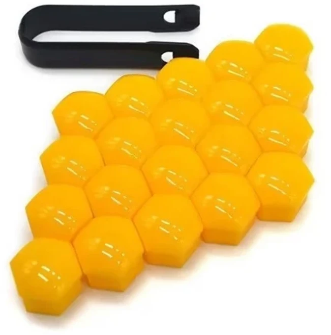 호환 20개 17/19/21mm 차량 휠 너트 캡 보호 커버 녹 방지 자동 허브 나사 커버 차량 타이어 너트 볼트 외, 03 21mm, 01 Yellow