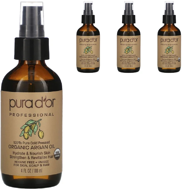 퓨라도어 퓨어 냉압착 아르간 오일, 4개, 118ml - 쿠팡