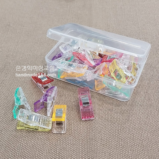 핸드메이드114 봉제용 안전 시접집게 시침클립, 1개, 선택2 시침클립 25개 한묶음 및 케이스 세트