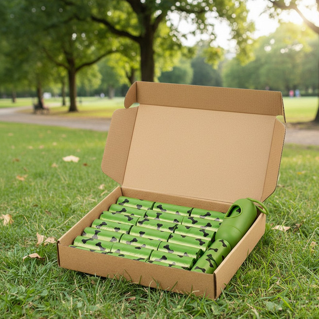 반려동물 배변친환경봉투 + 디스펜서 세트, 1세트, 24개입, 그린