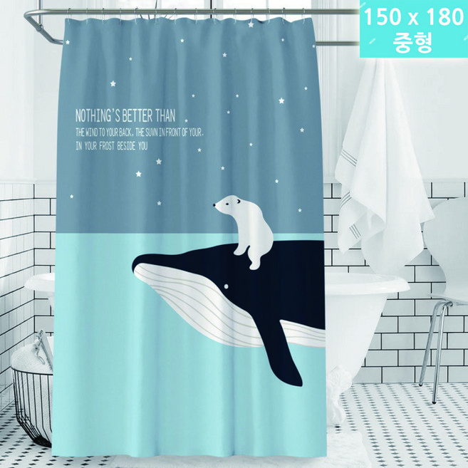 샤워커튼 고래 / 국내 당일발송-신데렐라 데코