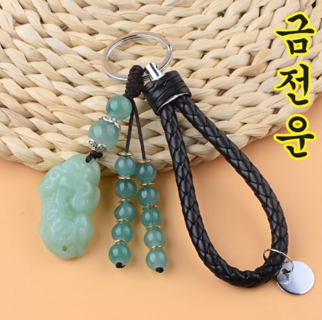 비휴 열쇠고리 재물운 금전운 소원성취 키홀더, 연초록, 1개