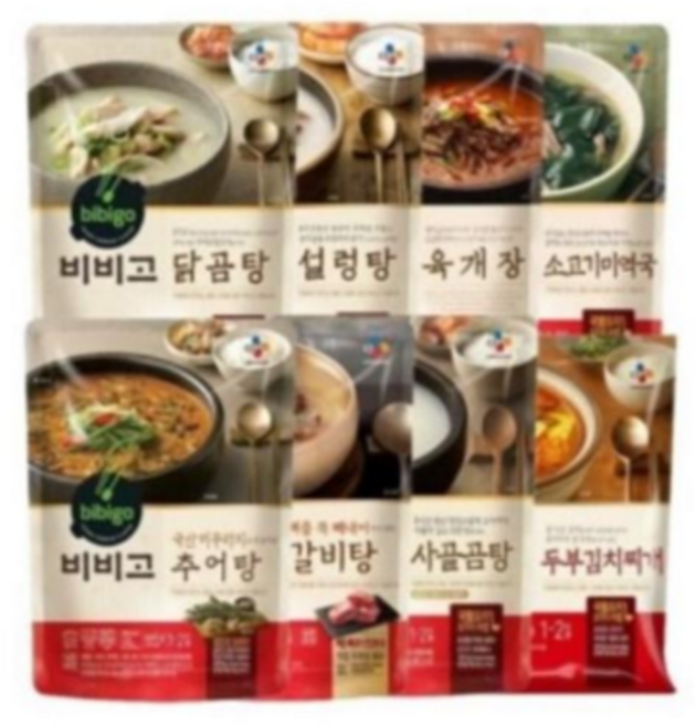 (에이브쇼핑)비비고 국탕찌개 8종(육개장 미역국 설렁탕 닭곰탕 두부김치찌개 사골곰탕 갈비탕 추어탕), 1세트, 500g