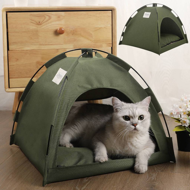 DOG & CAT 寵物帳篷 四季通用 可拆洗, 軍綠色,L, 1個