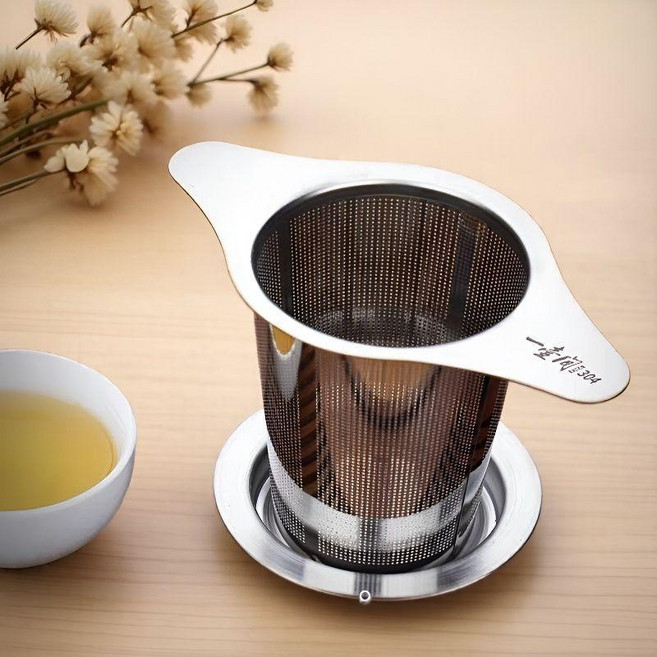 good 錐形茶漏不鏽鋼茶漏加厚泡茶濾網過濾茶具濾器茶葉隔渣器, 1個, 升級加厚 雙耳錐形茶漏-2個