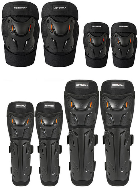 오토바이 라이딩보호장비 프로텍터 무릎팔꿈치 보호대, 긴타입-무릎팔꿈치세트, 1개