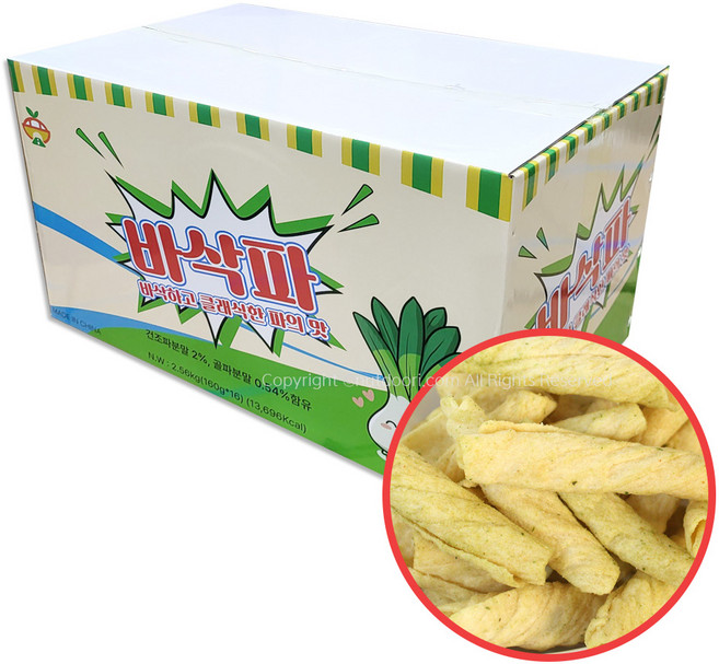 (소비기한 25.5.24) 바삭 바삭파칩 대파스낵 파과자 건강간식 맥주 아이들 사무실간식, 16개, 160g